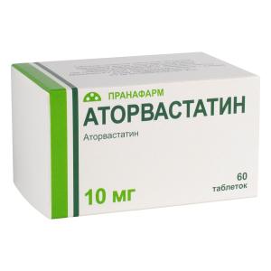 Аторвастатин таблетки покрытые плёночной оболочкой 10мг №60