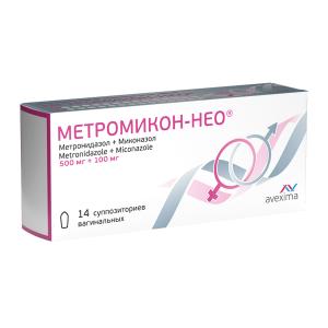 Метромикон-Нео суппозитории вагинальные 500мг+100мг №14