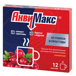 АнвиМакс порошок для приготовления раствора для приёма внутрь клюквенный пакетики 5г №12 