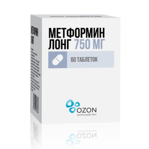 Метформин Лонг таблетки с пролонгированным высвобождением 750мг №60