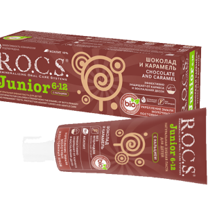 Рокс Junior 6-12 детская зубная паста Шоколад и карамель туба 74г
