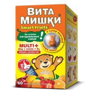 ВитаМишки Smart Fruits Multi+ йод+холин пастилки жевательные массой 2,4г №60