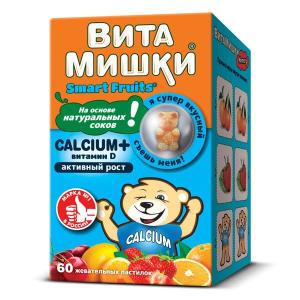 ВитаМишки Smart Fruits Calcium+ витамин D пастилки жевательные массой 2500мг №60