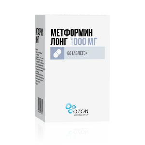 Метформин Лонг таблетки с пролонгированным высвобождением 1000мг №60