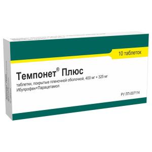 Темпонет Плюс таблетки покрытые плёночной оболочкой 400мг+325мг №10