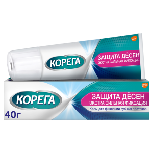 Корега Защита десен Экстра сильная фиксация крем для фиксации зубных протезов туба 40г
