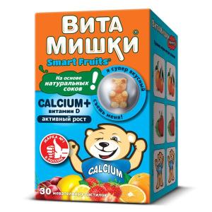 ВитаМишки Smart Fruits Calcium+ витамин D пастилки жевательные массой 2500мг №30