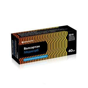 Валсартан Медисорб таблетки покрытые плёночной оболочкой 40мг №30