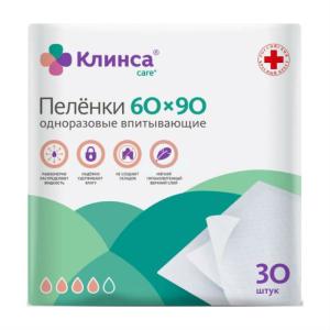 Клинса care пеленки впитывающие одноразовые для взрослых 60x90см №30