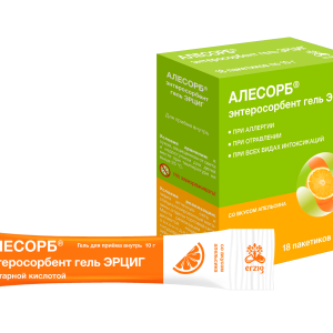 Алесорб энтеросорбент гель Эрциг гель для приема внутрь со вкусом апельсина пакетики 10г №18
