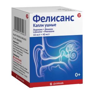Фелисанс капли ушные 10мг/г+40мг/г флакон 16г
